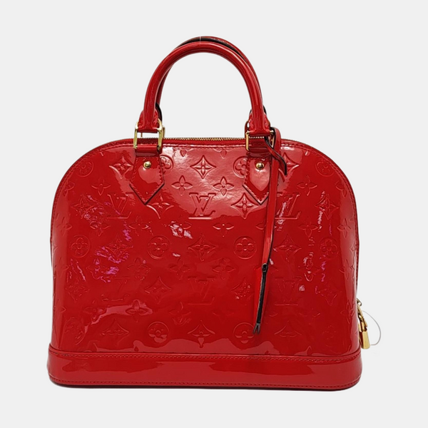 Authenticated pre-owned Alma PM Monogram Patent Leather Red - Top Handle Bag at Looply
