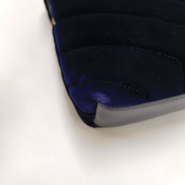 Authenticated pre-owned Loulou Extra Small Quilted Chevron Velvet Blue - Shoulder Bag at Looply