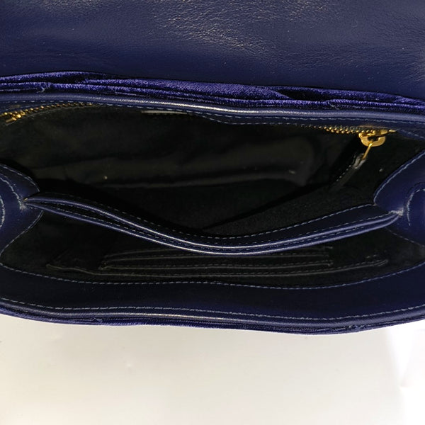 Authenticated pre-owned Loulou Extra Small Quilted Chevron Velvet Blue - Shoulder Bag at Looply