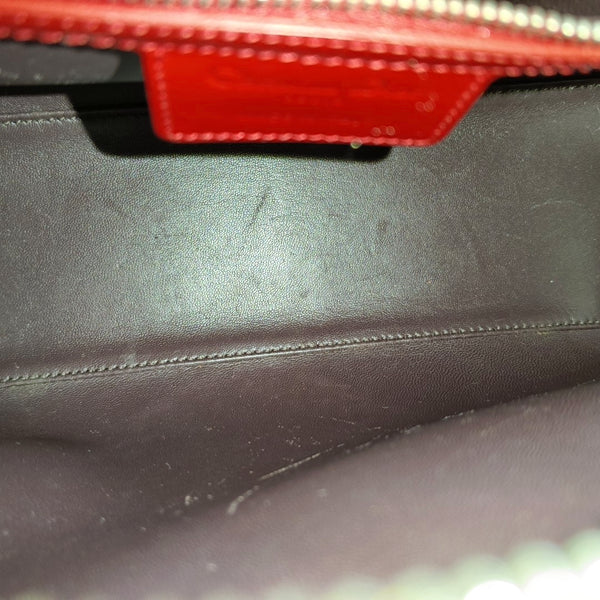 Authenticated pre-owned Lady Dior Medium Patent Leather Red - Shoulder Bag at Looply