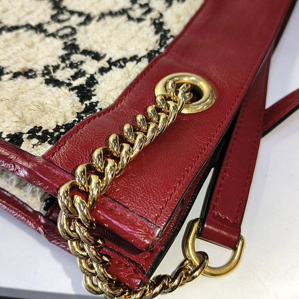 Authenticated pre-owned Rajah Large Monogram Wool Beige - Top Handle Bag at Looply