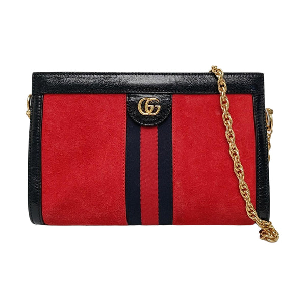 Authenticated pre-owned Ophidia Small Monogram Suede Red - Shoulder Bag at Looply