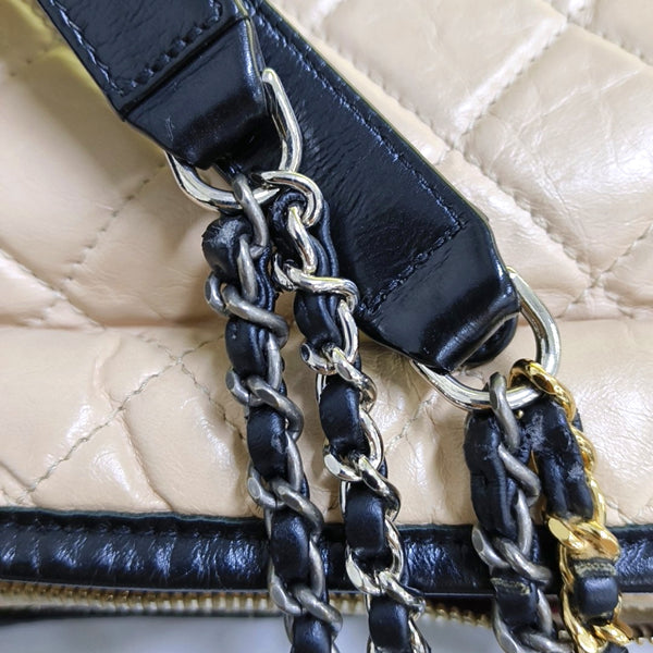 Authenticated pre-owned Gabrielle Small Quilted Calfskin Beige - Crossbody Bag at Looply