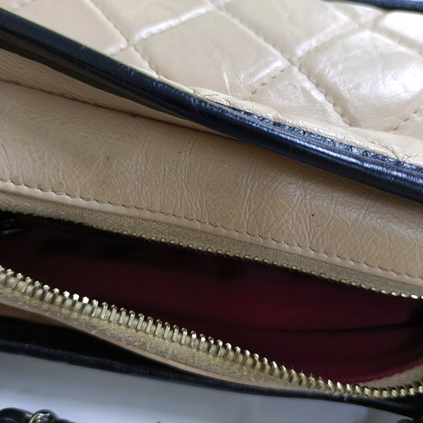 Authenticated pre-owned Gabrielle Small Quilted Calfskin Beige - Crossbody Bag at Looply
