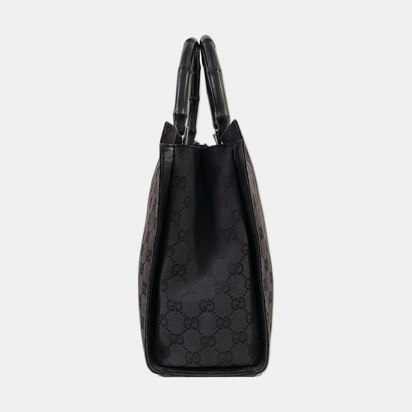 Authenticated pre-owned Gucci Bamboo 1947 Monogram Fabric Black - Shoulder Bag at Looply