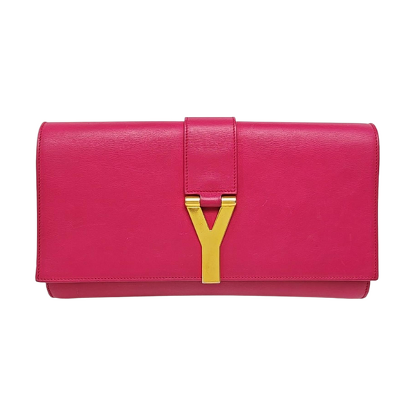 Authenticated pre-owned Saint Laurent Chyc Y Ligne Calfskin Pink - Clutch at Looply