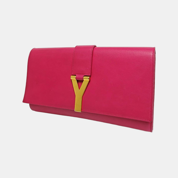 Authenticated pre-owned Saint Laurent Chyc Y Ligne Calfskin Pink - Clutch at Looply