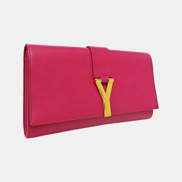 Authenticated pre-owned Saint Laurent Chyc Y Ligne Calfskin Pink - Clutch at Looply