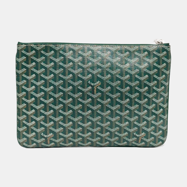 Authenticated pre-owned Goyard Sénat Coated Canvas Green - Clutch at Looply