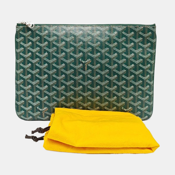 Authenticated pre-owned Goyard Sénat Coated Canvas Green - Clutch at Looply