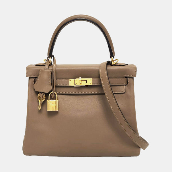 Authenticated pre-owned Kelly 25 Swift Beige - Shoulder Bag at Looply
