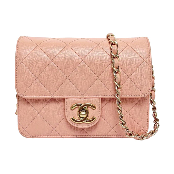 Authenticated pre-owned Classic Flap Quilted Grained Calfskin Pink - Shoulder Bag at Looply