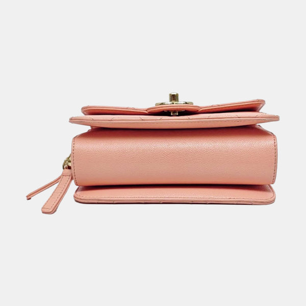 Authenticated pre-owned Classic Flap Quilted Grained Calfskin Pink - Shoulder Bag at Looply