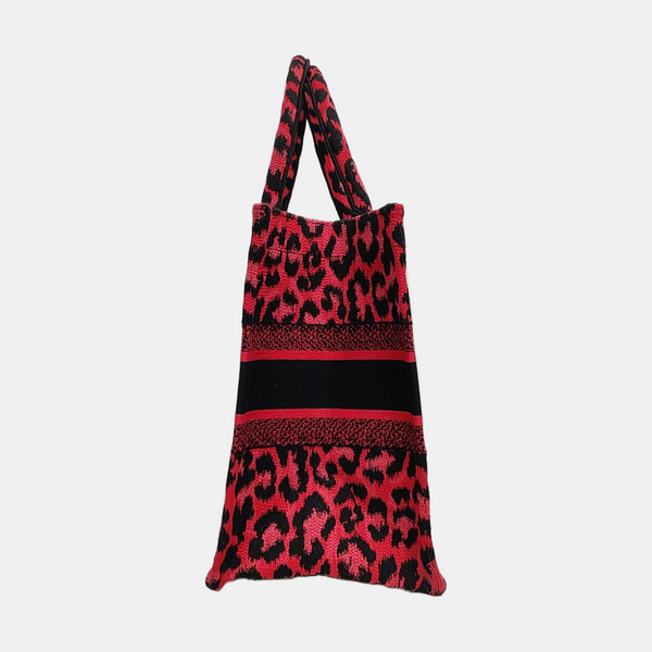 Authenticated pre-owned Book Tote Medium Fabric Red - Top Handle Bag at Looply