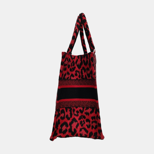 Authenticated pre-owned Book Tote Medium Fabric Red - Top Handle Bag at Looply