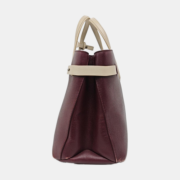 Authenticated pre-owned The Banner Medium Calfskin Burgundy - Top Handle Bag at Looply