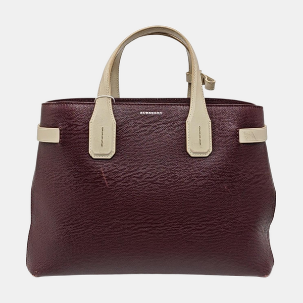 Authenticated pre-owned The Banner Medium Calfskin Burgundy - Top Handle Bag at Looply