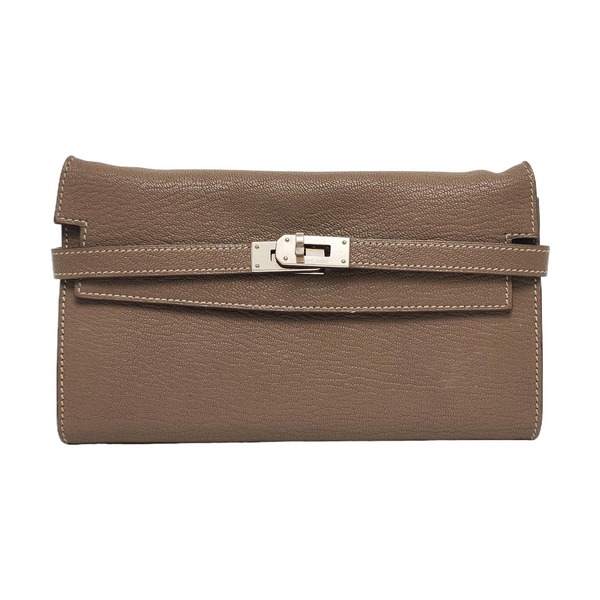 Authenticated pre-owned Kelly Chèvre Mysore Gray Wallet - Wallet at Looply