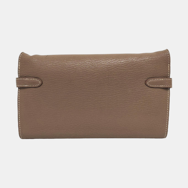 Authenticated pre-owned Kelly Chèvre Mysore Gray Wallet - Wallet at Looply