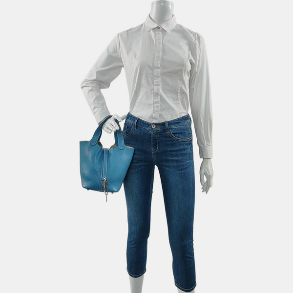 Authenticated pre-owned Picotin Lock 18 Clemence Blue - Top Handle Bag at Looply