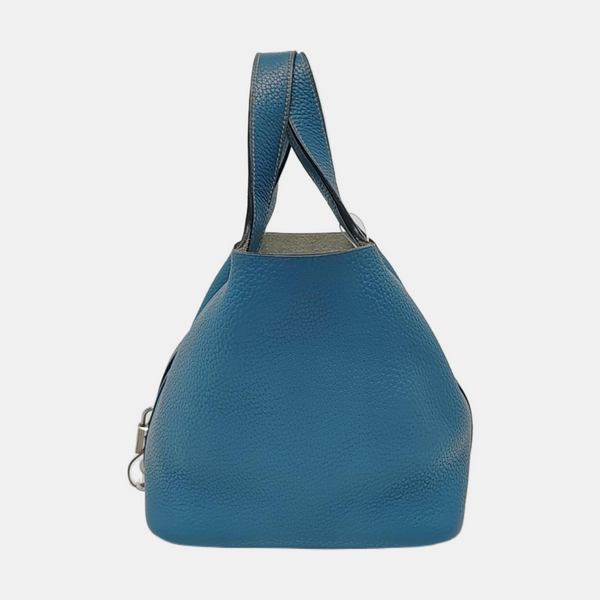 Authenticated pre-owned Picotin Lock 18 Clemence Blue - Top Handle Bag at Looply