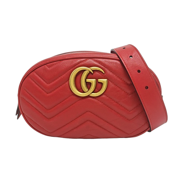 Piel de becerro acolchada GG Marmont roja