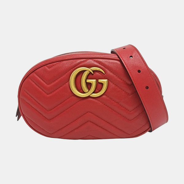 Piel de becerro acolchada GG Marmont roja