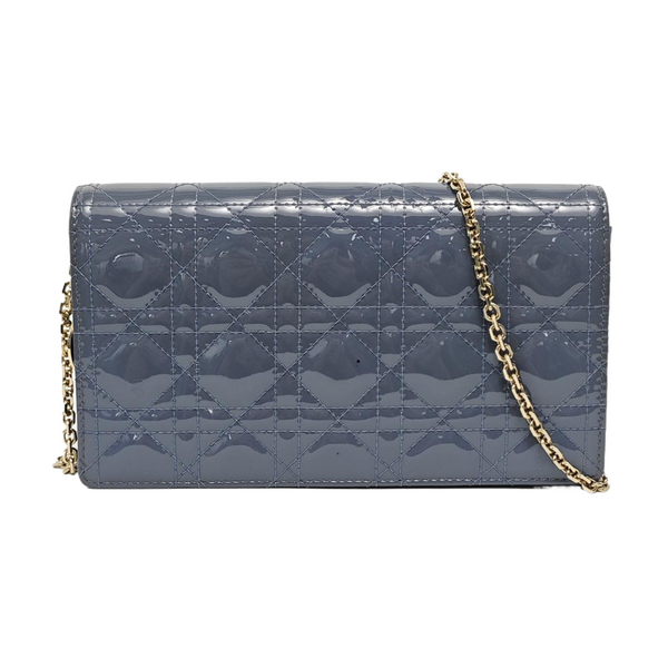 Authenticated pre-owned Lady Dior Cannage Patent Leather Blue - Crossbody Bag at Looply