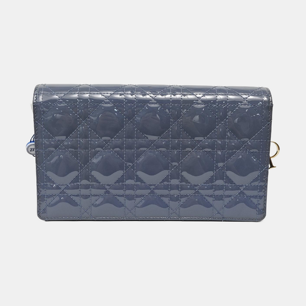 Authenticated pre-owned Lady Dior Cannage Patent Leather Blue - Crossbody Bag at Looply