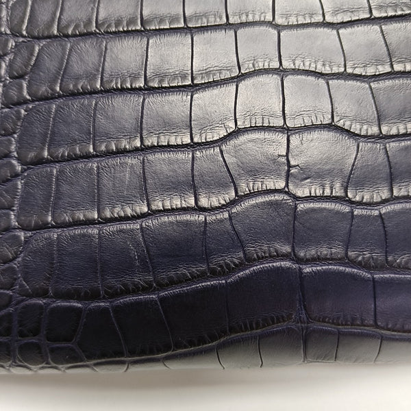 Authenticated pre-owned Kelly 20 Matte Porosus Crocodile Blue Wallet - Wallet at Looply