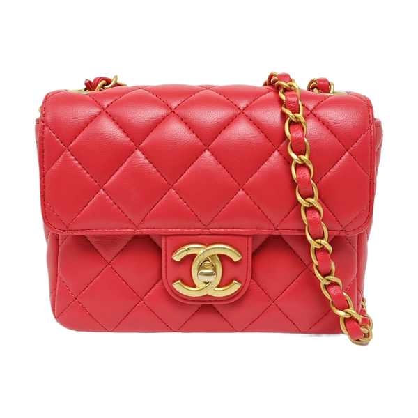 Authenticated pre-owned Classic Flap Quilted Lambskin Red - Shoulder Bag at Looply