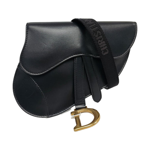 Authenticated pre-owned Saddle Calfskin Black - Belt Bag at Looply