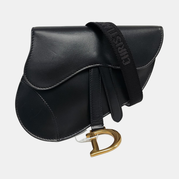 Authenticated pre-owned Saddle Calfskin Black - Belt Bag at Looply