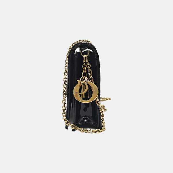 Authenticated pre-owned Lady Dior Cannage Patent Leather Black - Shoulder Bag at Looply
