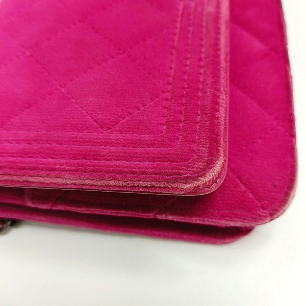 Authenticated pre-owned Boy Chanel WOC Quilted Velvet Pink - Crossbody Bag at Looply