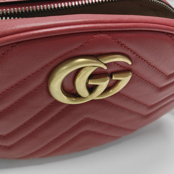Authenticated pre-owned GG Marmont Quilted Calfskin Red - Belt Bag at Looply