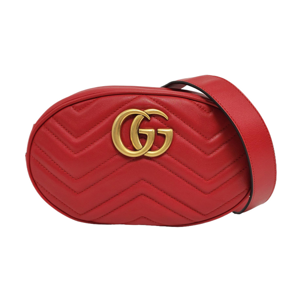 Authenticated pre-owned GG Marmont Quilted Calfskin Red - Belt Bag at Looply