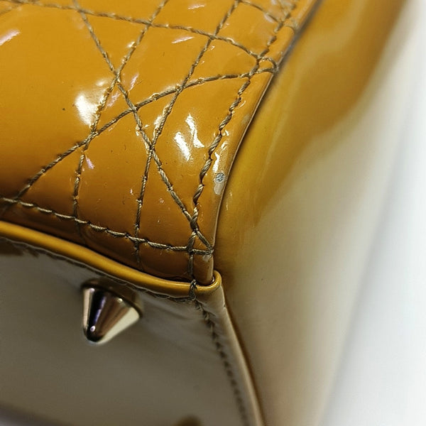 Authenticated pre-owned Lady Dior Cannage Patent Leather Yellow - Shoulder Bag at Looply