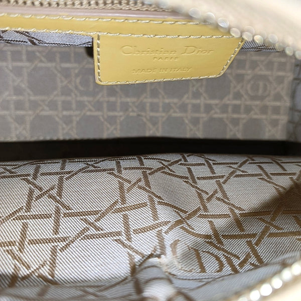 Authenticated pre-owned Lady Dior Cannage Patent Leather Yellow - Shoulder Bag at Looply