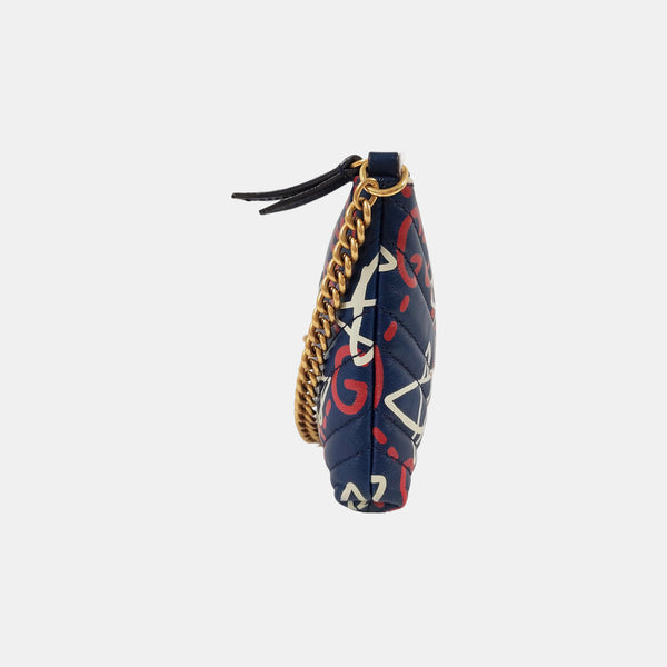 Authenticated pre-owned GG Marmont Calfskin Blue - Shoulder Bag at Looply