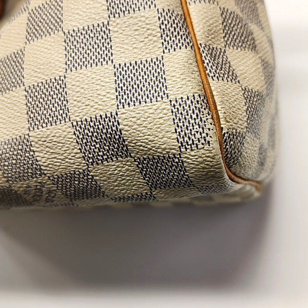 Authenticated pre-owned Speedy 30 Damier Azur Coated Canvas White - Top Handle Bag at Looply