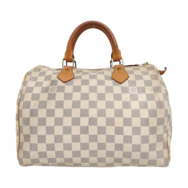 Authenticated pre-owned Speedy 30 Damier Azur Coated Canvas White - Top Handle Bag at Looply