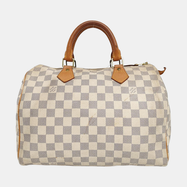 Authenticated pre-owned Speedy 30 Damier Azur Coated Canvas White - Top Handle Bag at Looply