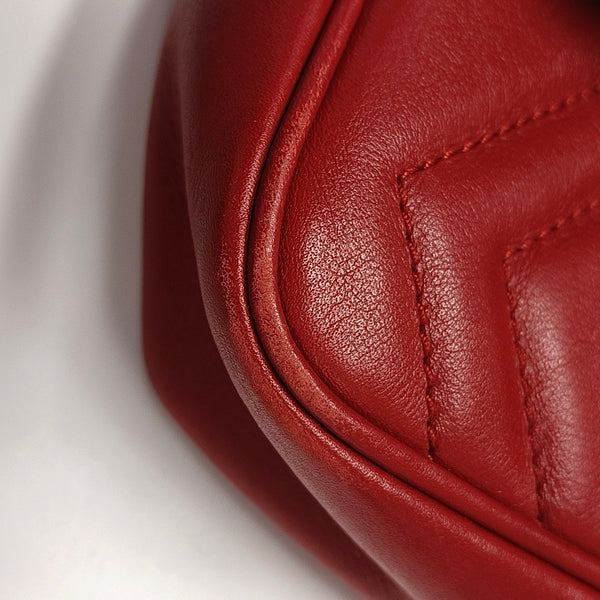 Authenticated pre-owned GG Marmont Mini Calfskin Red - Crossbody Bag at Looply