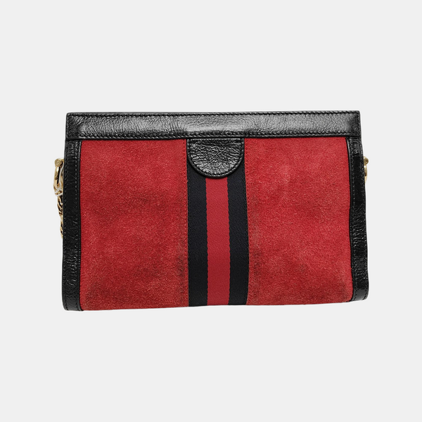 Authenticated pre-owned Ophidia Small Monogram Suede Red - Shoulder Bag at Looply