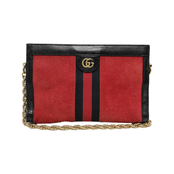 Authenticated pre-owned Ophidia Small Monogram Suede Red - Shoulder Bag at Looply