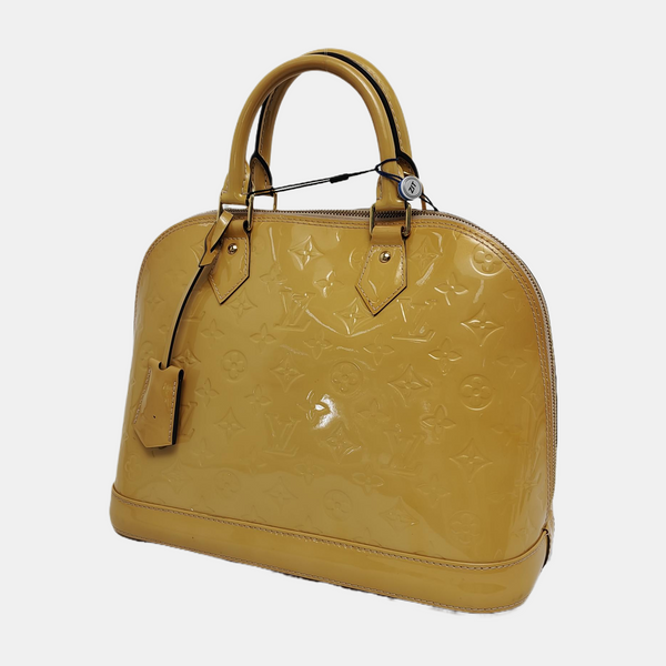 Authenticated pre-owned Alma PM Patent Leather Yellow - Top Handle Bag at Looply