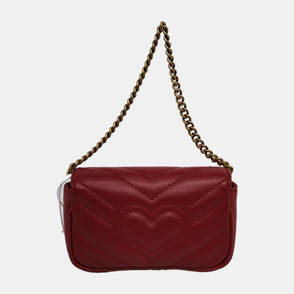 Authenticated pre-owned GG Marmont Super Mini Calfskin Red - Top Handle Bag at Looply