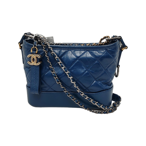 Authenticated pre-owned Gabrielle Small Quilted Calfskin Blue - Crossbody Bag at Looply