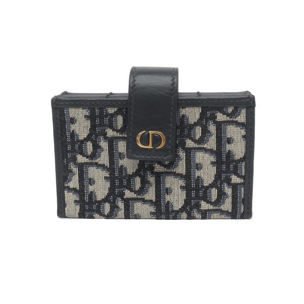 Authenticated pre-owned 30 Montaigne Canvas Blue Card Holder - Card Holder at Looply